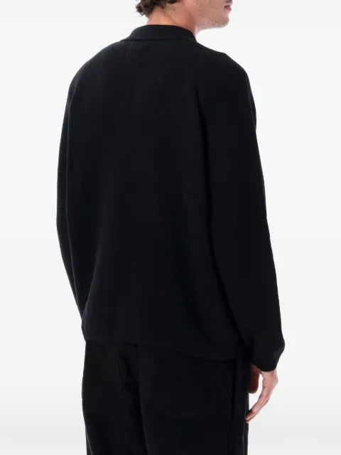 Universal Works co wool ribbed zip-up sweater