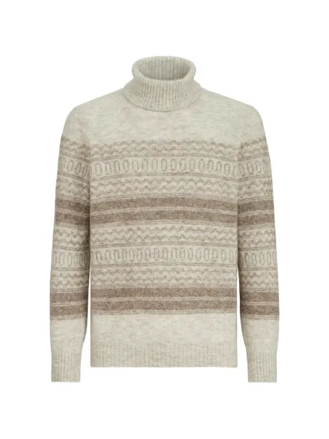 Brunello Cucinelli alpaca cashmere and wool nordic jacquard turtleneck sweater