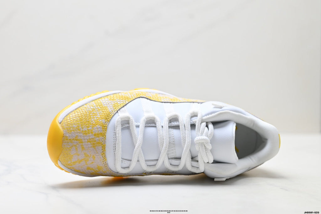 Air Jordan 11 Retro White and Yellow Snakeskin Unisex Sneakers Style 18