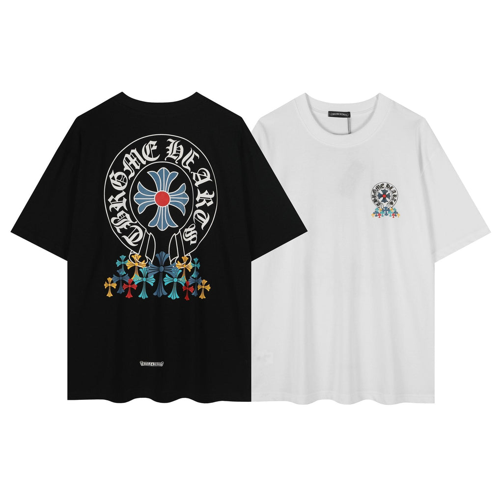 Chrome Hearts Rainbow Floral Cross Graphic T-Shirt